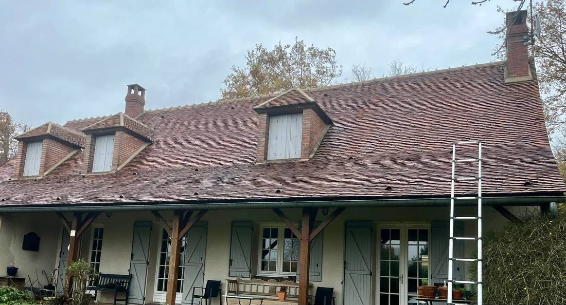 Toiture de longère après démoussage complet